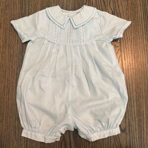 Sarah Louise England light blue hand embroidered romper bubble onesie size 6M